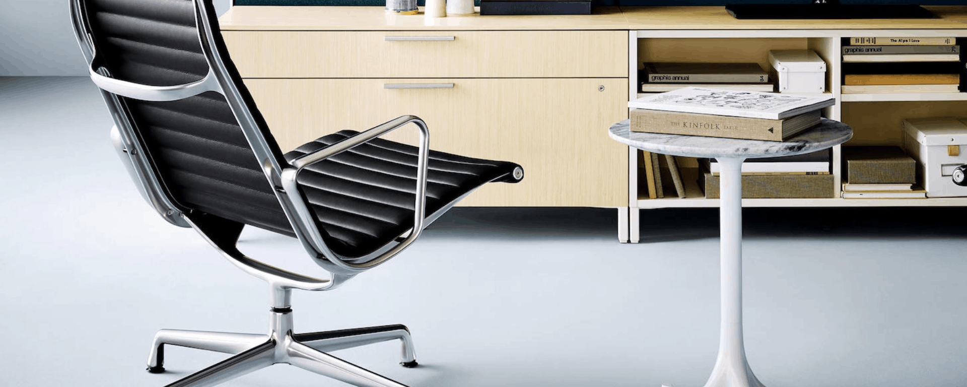 black eames chair in minimal style design office