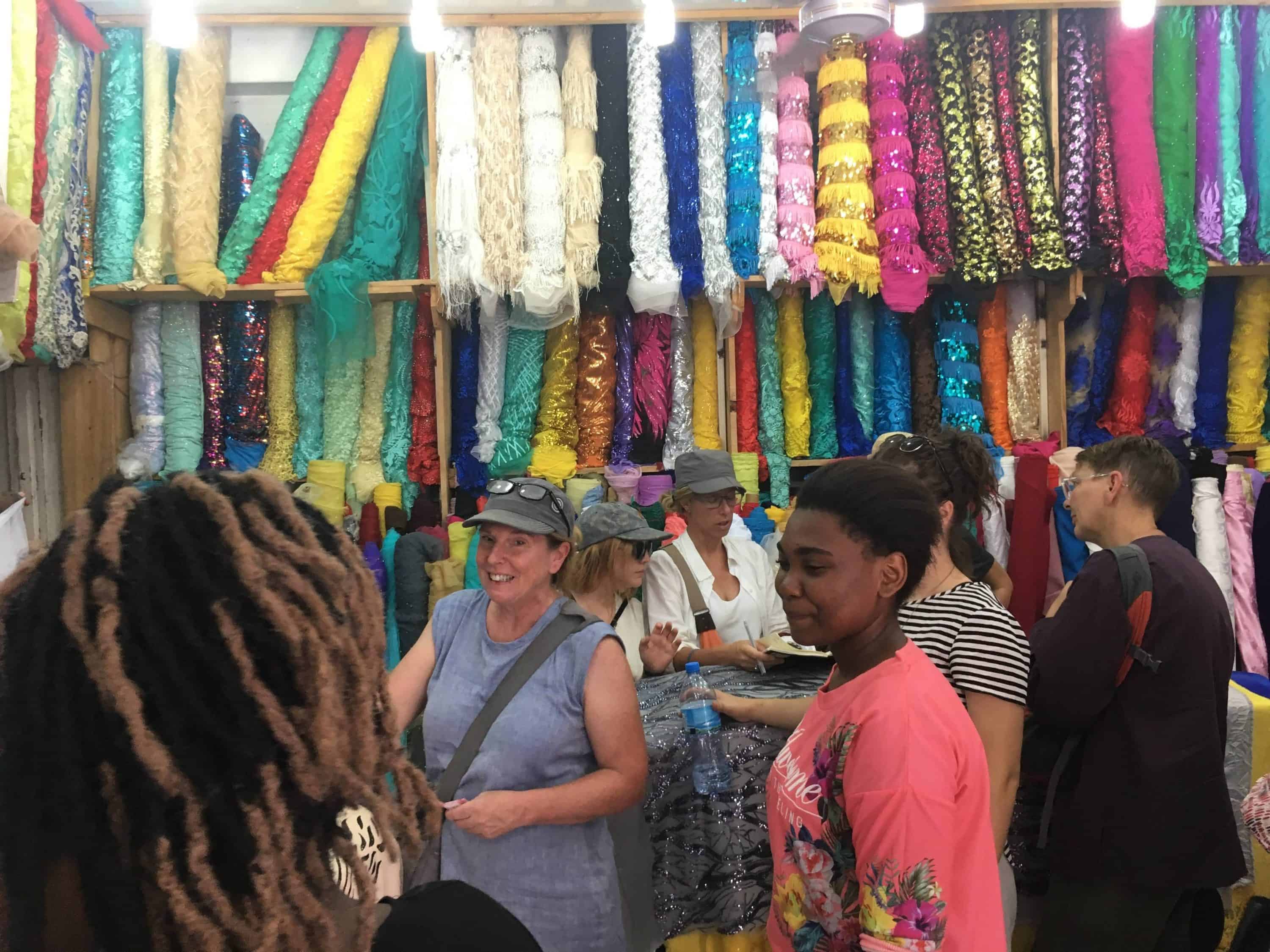designers visit zanzibar fabric market