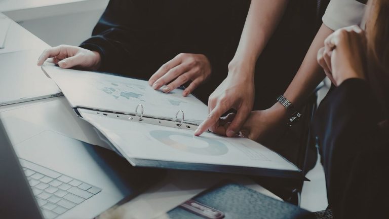 meeting discussing and reviewing design